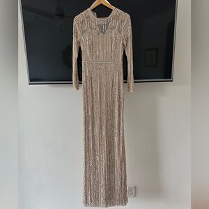 Mac Duggal Blush Sequin Evening Gown